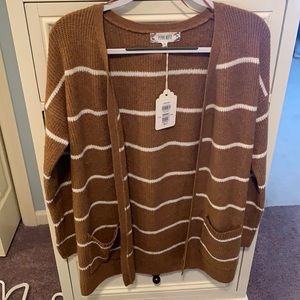 Brown and white striped cardigan
